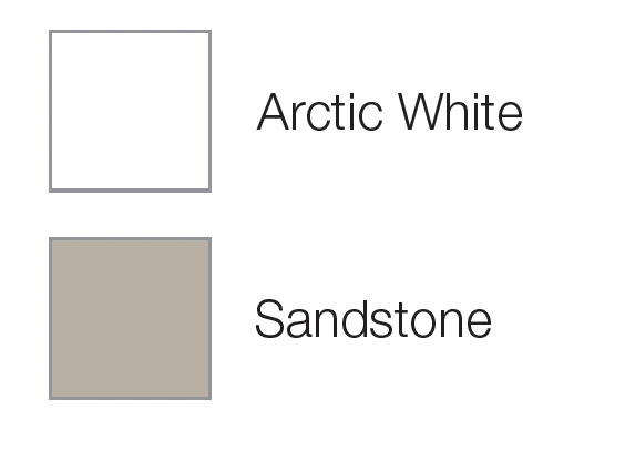 Arctic White and Sandstone window color swatches