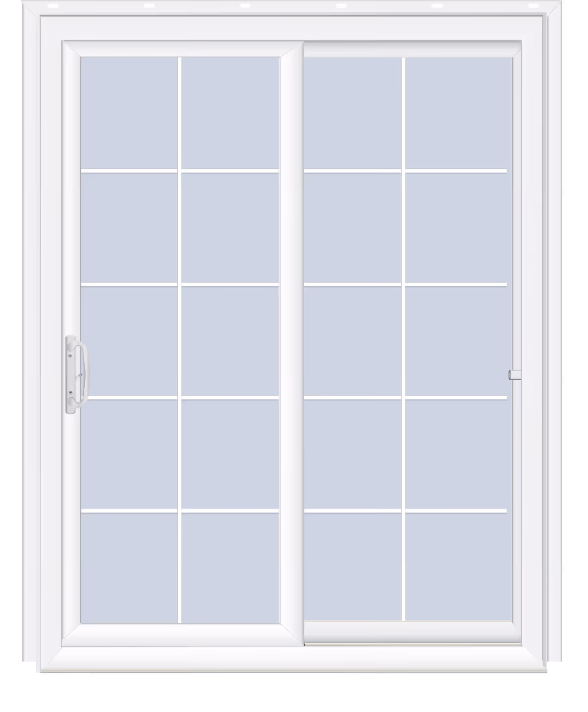 Sliding patio door with a Colonial grid pattern.