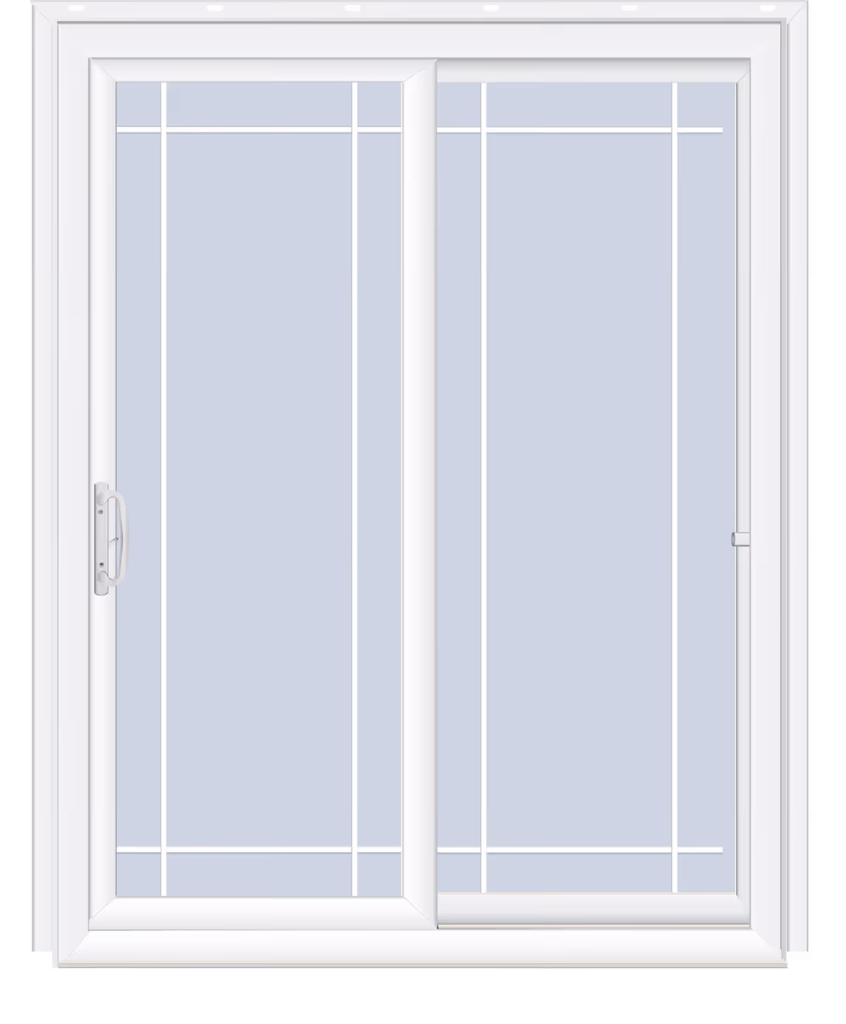 Sliding patio door with a Prairie grid pattern.