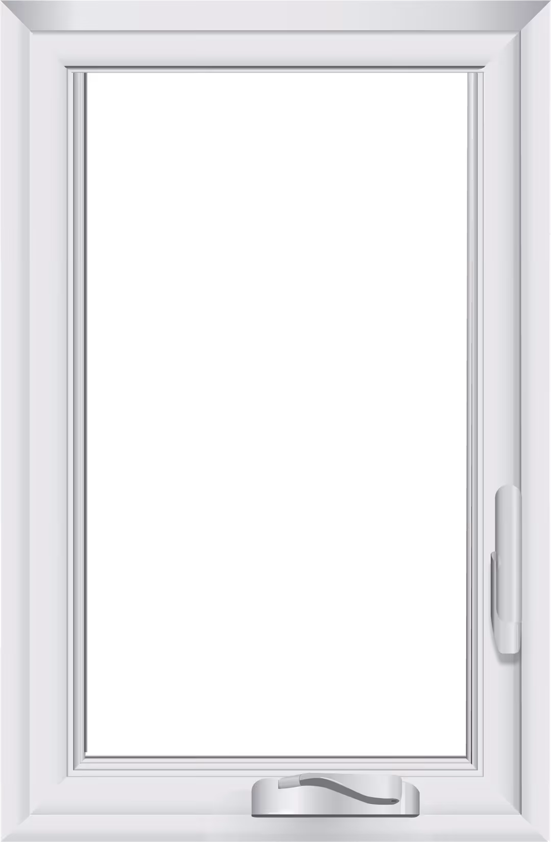 Cutaway of a Windows USA casement window showing the multi-chambered frame, sash and insulated glass unit.