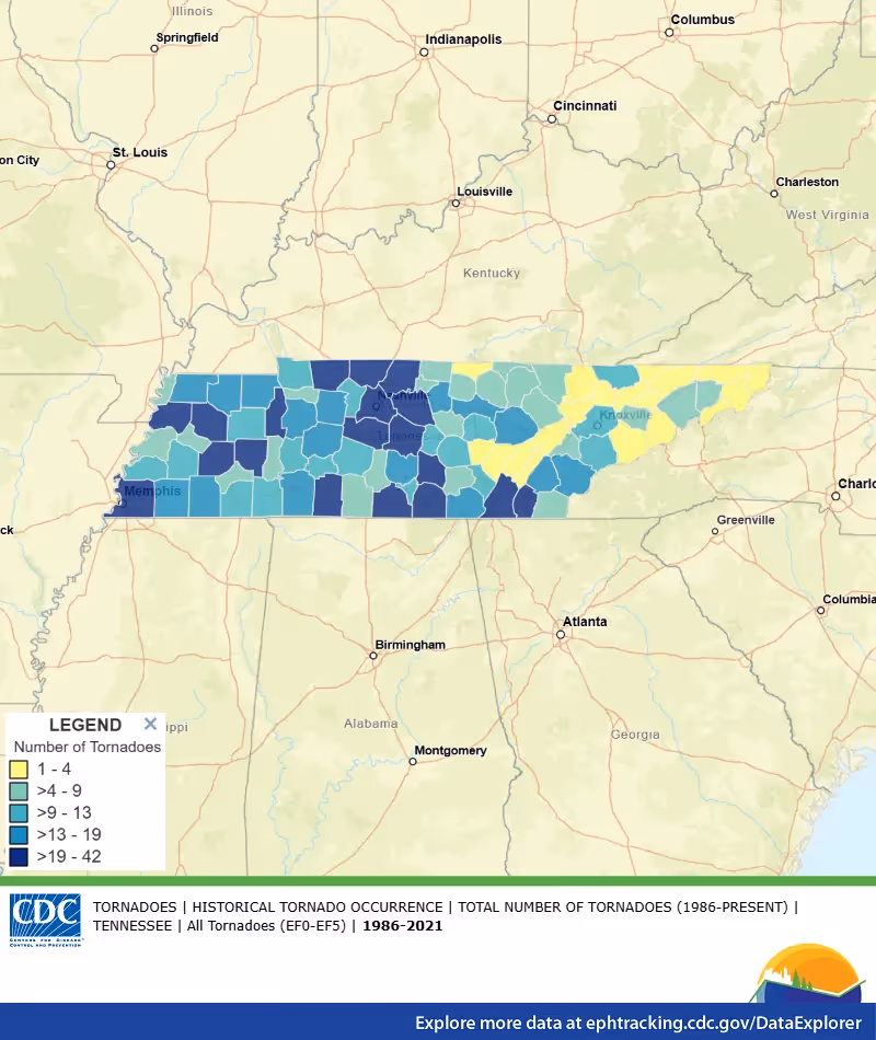 Tennessee tornado map