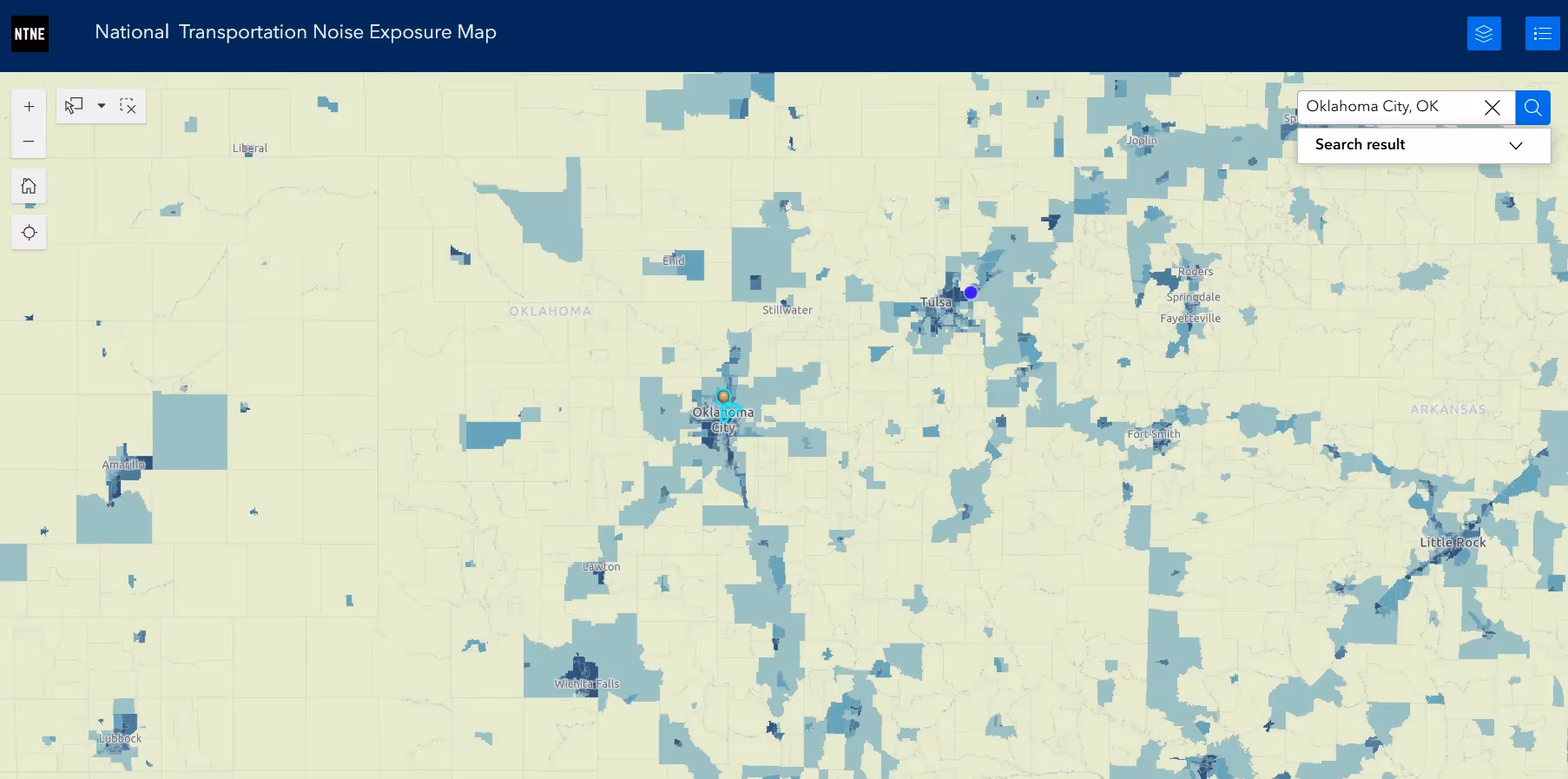U.S. Department of Transportation noise exposure map for the Oklahoma City area