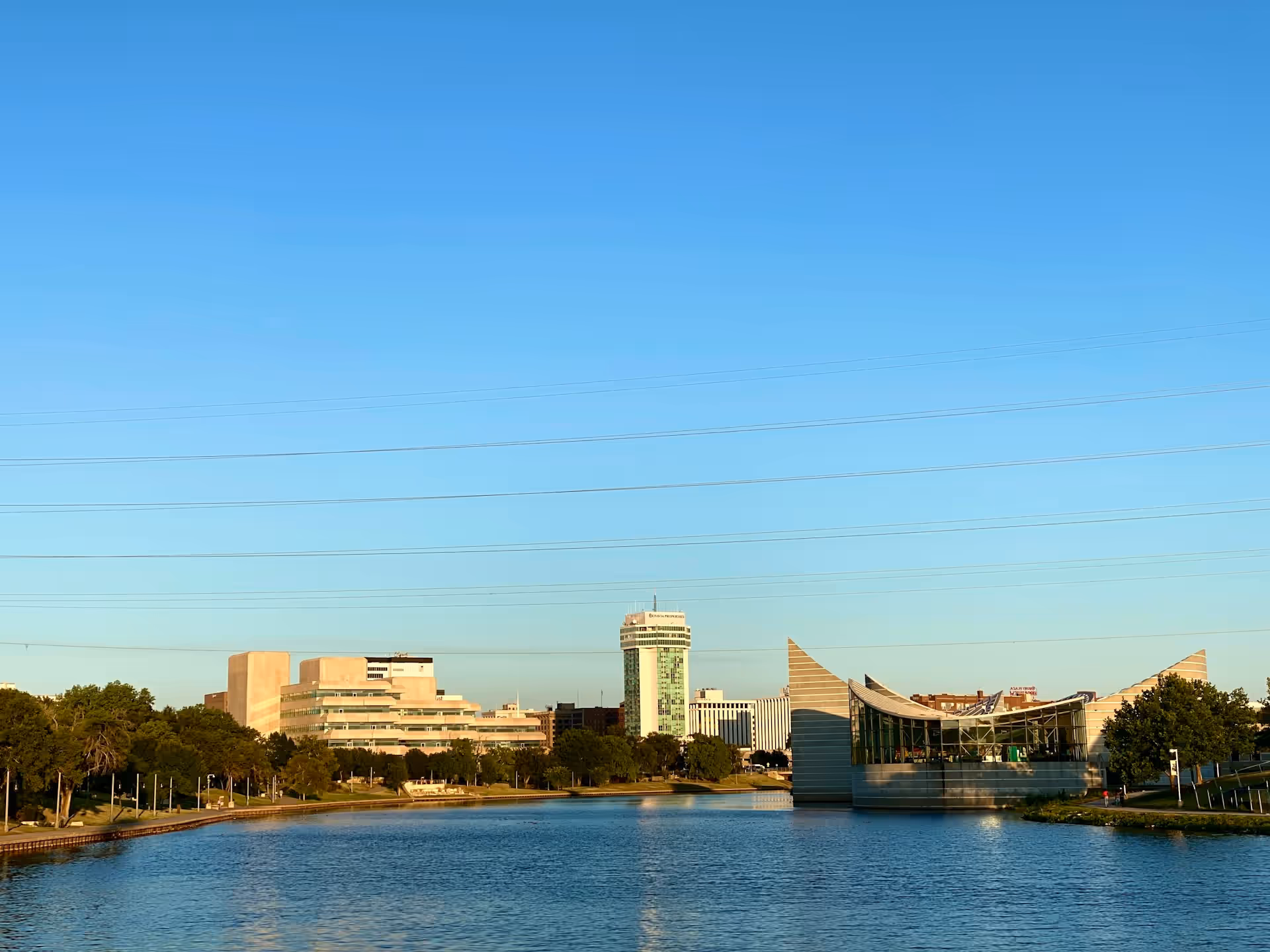 Downtown Wichita, KS skyline across the Arkansas River