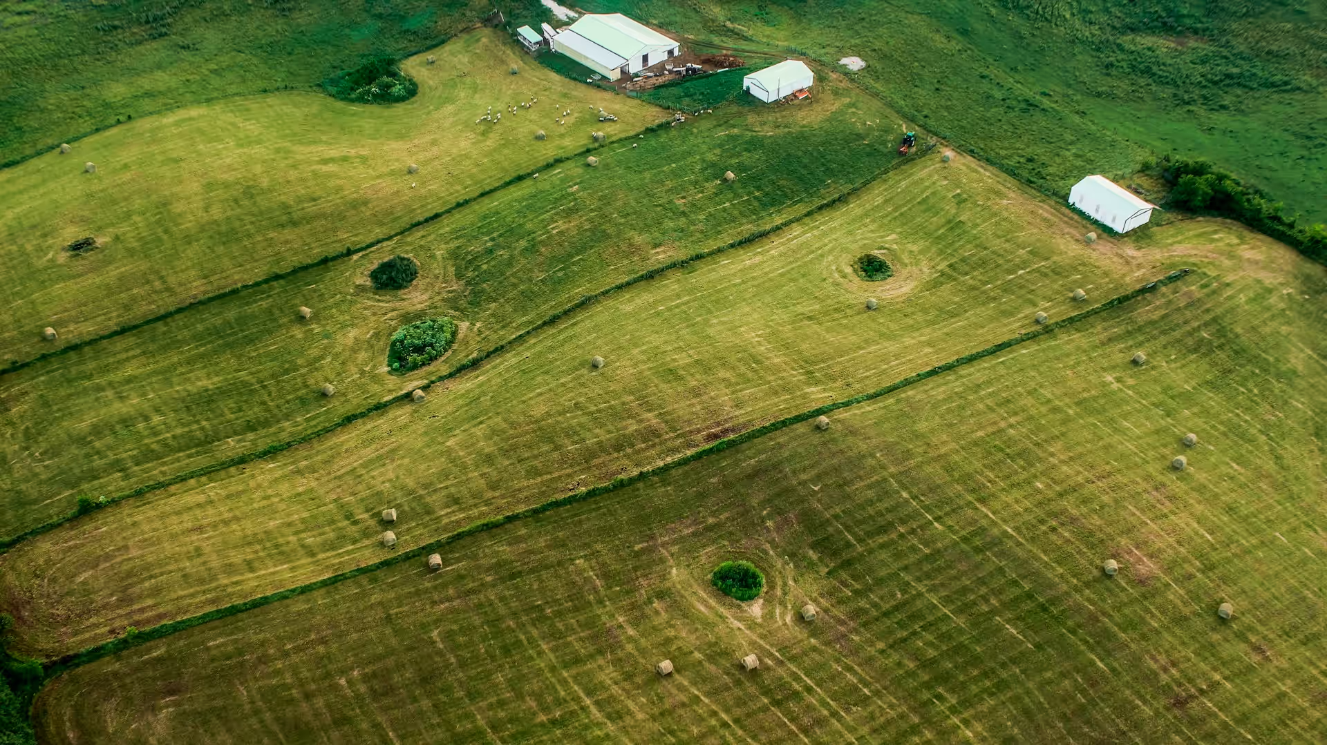 Morning aerial view of countryside near Bowling Green, KY