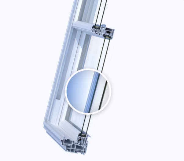 Window cutaway magnified on the tinted Low-E 366 coating layered onto the glass surface